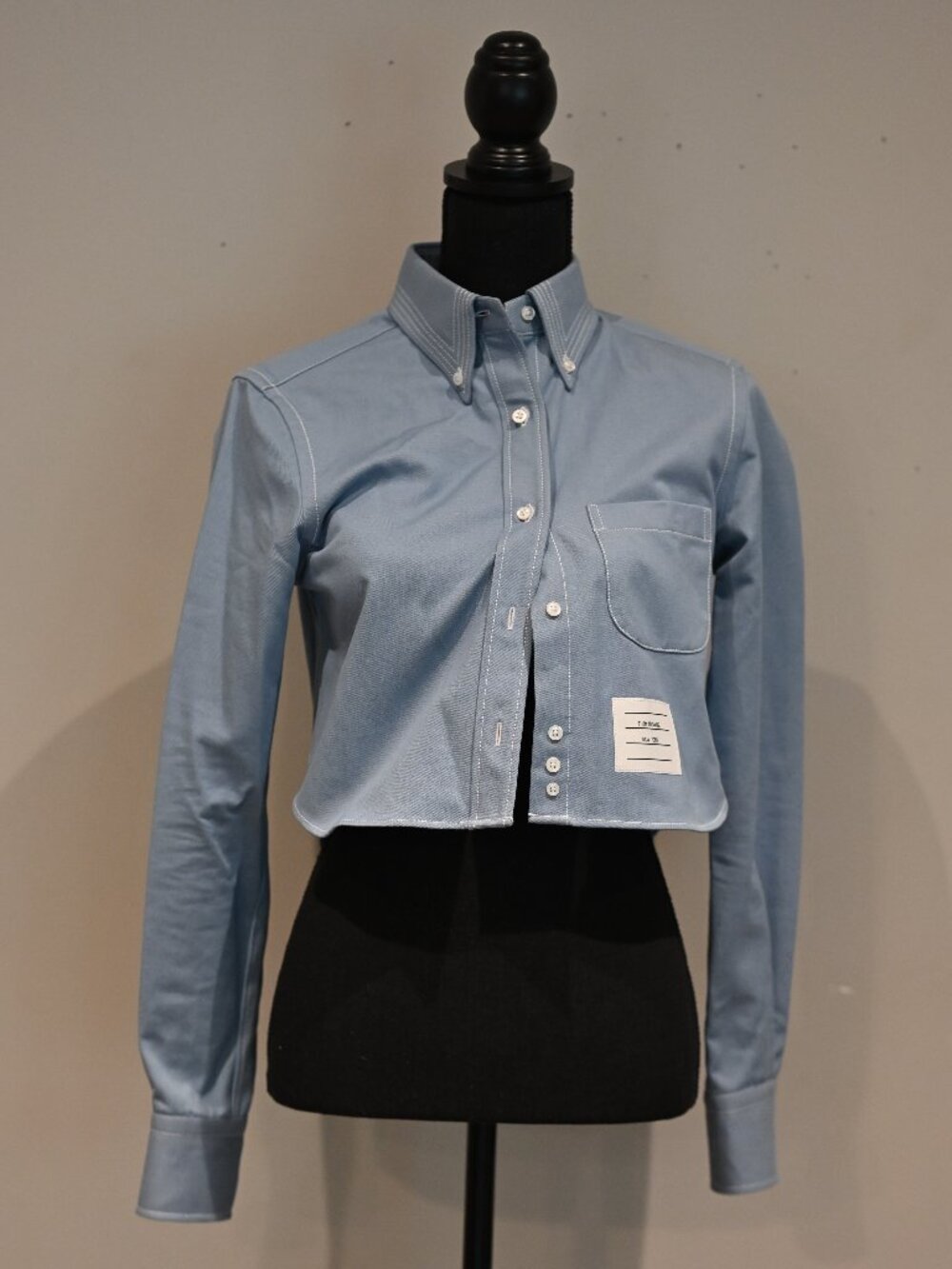 Thom Browne BNWT Cropped Blue Oxford Button Down Shirt Medium